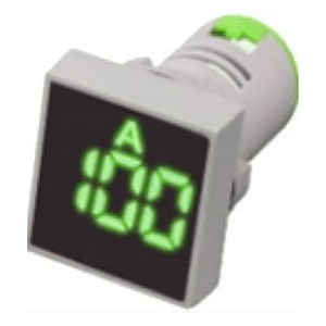 Green LED Amp Display 50-450VAC 28mm Square Face with CT