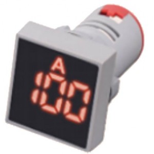 Red LED Amp Display 50-450VAC 28mm Square Face with CT