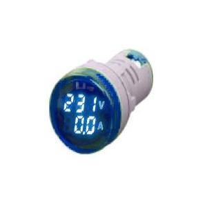 Blue LED Amp and Volt Display 50-500VAC 28mm Round c/w CT