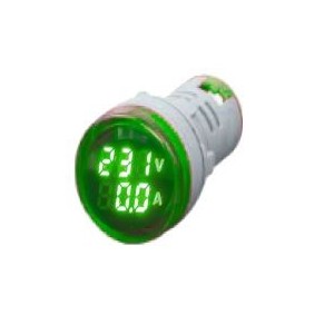 Green LED Amp/Volt Display 50-500VAC 28mm Round c/w CT