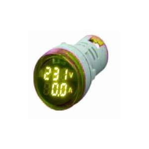 Yellow LED Amp/Volt Display 50-500VAC 28mm Round with CT