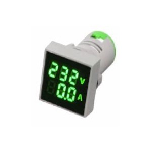 Green LED Amp/Volt Display 50-500VAC 28mm Square c/w CT
