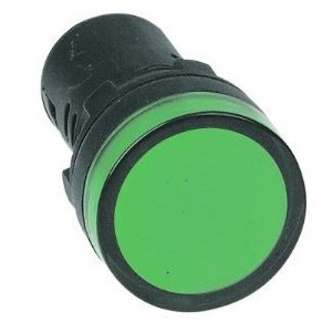 Green LED Pilot Light Hi-Brite 16mm 12V AC/DC