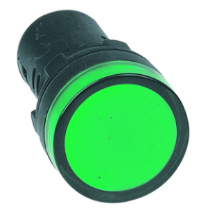 Green LED Pilot Light Hi-Brite 22mm 24V AC/DC