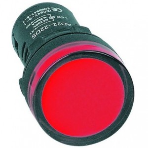 Red LED Pilot Light Hi-Brite 22mm 24V AC/DC