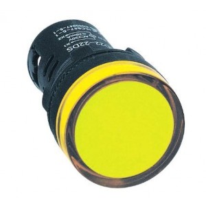 Yellow LED Pilot Light Hi-Brite 22mm 12V AC/DC