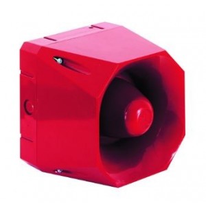Red 9-28VDC Siren with 120dB- 42 Tones and IP66 Rating