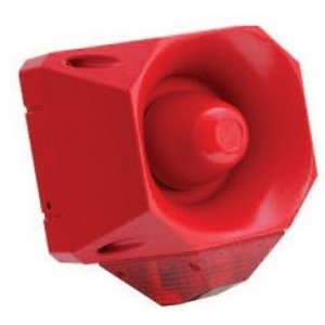 Red 9-28VDC Siren and Beacon with 110dB and 42 Tones