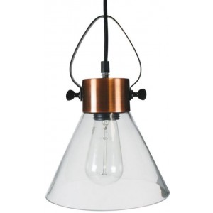 230VAC 60W E27 Pendant Antique Copper Clear Glass 190mm