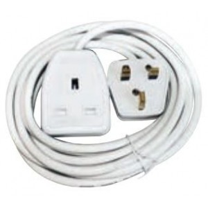 10M White Extension Cord 13A British Single Janus