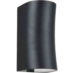 230VAC 2x10W Warm White LED Up/Down Light Aluminum/Glass Black