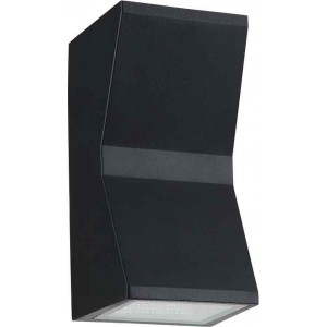 230VAC 2x10W Cool White LED Up / Down Light Alu/Glass Black