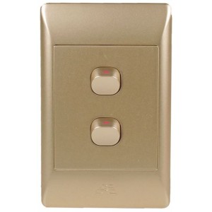 2-Lever 1-Way Switch 2x4 with Champagne Cover Plate