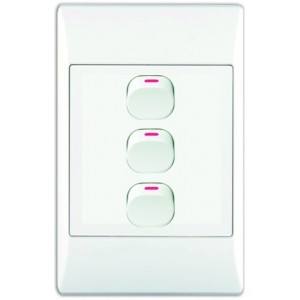 3-Lever 1-Way Switch 2x4 with White Cover Plate