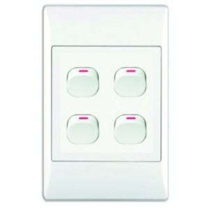 4-Lever 1-Way Switch 2x4 with White Cover Plate