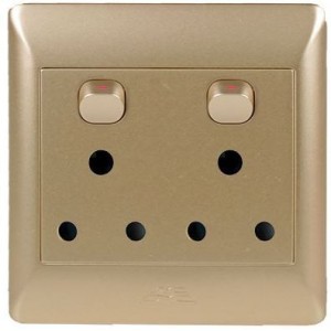 2x16A Switched Socket Outlet 4x4 with Champagne Cover Plate