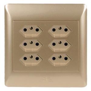 6x South African Socket Outlet 4x4 with Champagne Cover Plate