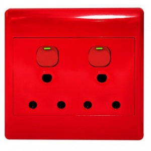 2 x 16A Dedicated Red Switched Socket Outlet 4x4