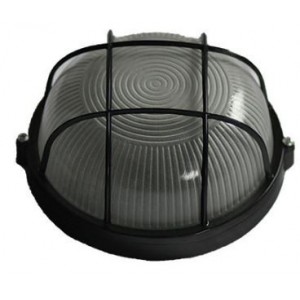 230VAC 12W Black LED Cage Bulkhead (6000K) 240MM IP54