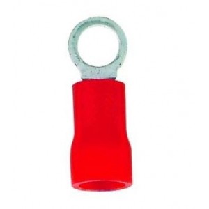1.5mm Red Insulated Lug 8mm Ring - 100 Pack
