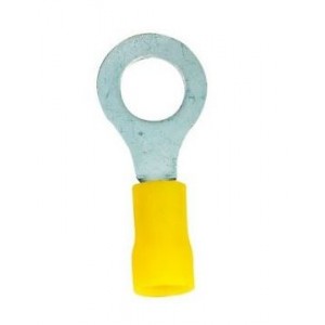 Yellow Insulated Terminal Lug - 4-6mm 10mm Ring (20 Pack)