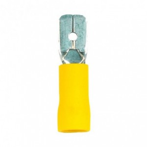 4-6mm Yellow Insulated Lug 6.3mm Male Disconnector Pack of 50