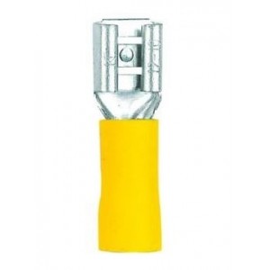 4-6mm Yellow Insulated Female Disconnect Lug 9.5mm - 50 Pack