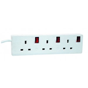 3-Way BS 13AMP Extender with 1M Cable and Surge Protection