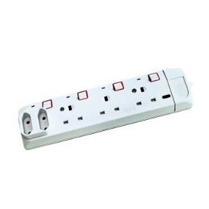 4-Way 13A BS and 2-Pin Euro Extender with 1m Cable