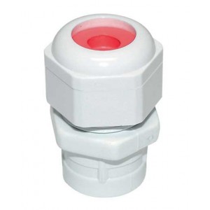 White Conduit Box Gland 20mm with Red Grommet Size 1