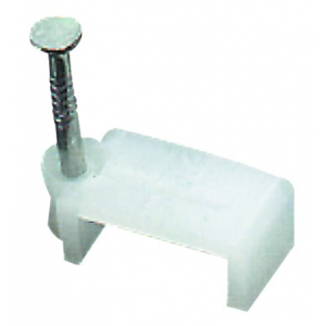Cable Clip. Flat White C/W Nail 5X3.8X6MM / 100