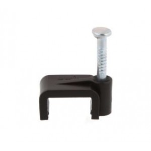 Flat Black Cable Clips 5 x 3.8 x 6 mm with Nail - 100 Pack