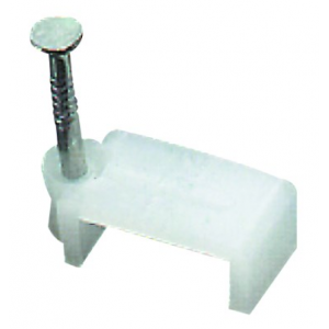 Flat White Cable Clip with Nail 6X4.1X6.5mm - 100 Pack