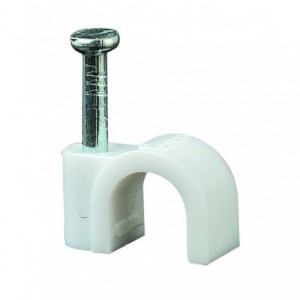 Round White Cable Clip with Nail - 20MM (100 Pack)