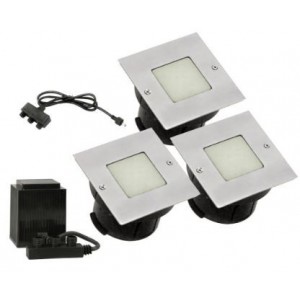 Cool White 230V 4x LED Stainless Steel Light Fitting Set