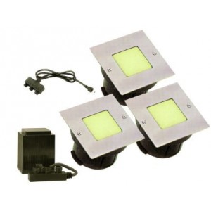 Yellow 230V 4xLED Stainless Steel Light Fitting Set