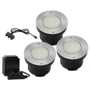 Cool White 230V 6x LED Stainless Steel Light Fitting Set