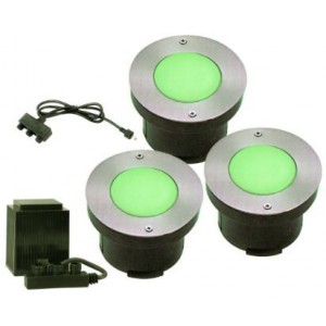 Green 230V 6xLED Stainless Steel Light Fitting Set