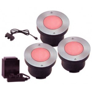 RED 230V 6xLED Stainless Steel Light Fitting Set