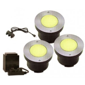 Yellow 230V 6xLED Stainless Steel Light Fitting Set