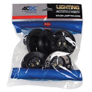 Black Nylon Lampholder B22 Batten Mount Pack of 5
