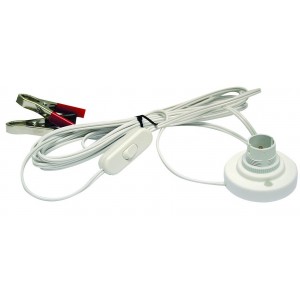 B22 Baton Mount Light Holder with 4m Cable and Battery Clamps