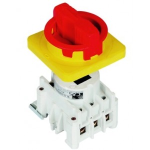 40A 3P Isolator with Red/Yellow Handle and 70mm Shaft