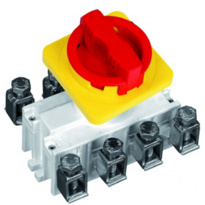 125A 3P Isolator with Red/Yellow Handle and 70mm Shaft