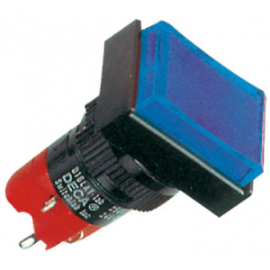 16mm Blue Rectangular Latching Illuminated Push Button Switch 1NO+1NC