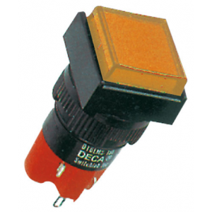 16MM Amber Sq Illm Pbtn 2NO+2NC