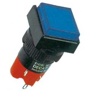 16MM Blue Sq Illm Pbtn 2NO+2NC