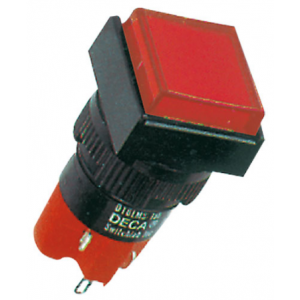 16mm Red Square Illuminated Push Button 1NO+1NC