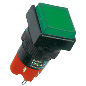 16mm Green Square Pushbutton 1NO+1NC