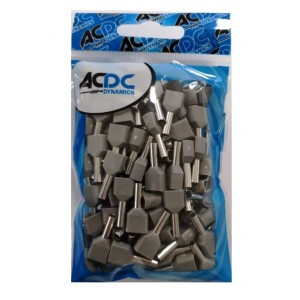 2.5mm Twin Bootlace Ferrules - 100 Pack